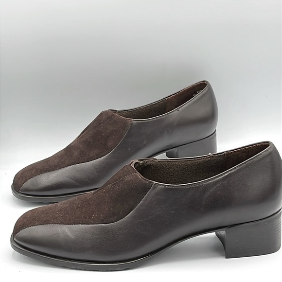 Munro American Two-Tone Brown Leather Shoes Size 8.5 | 1.5” Block Heel Comfort - Picture 1 of 10